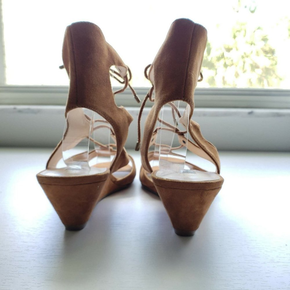 INC Tan Faux Suede Lace up Wedge Sandals - Picture 5 of 11